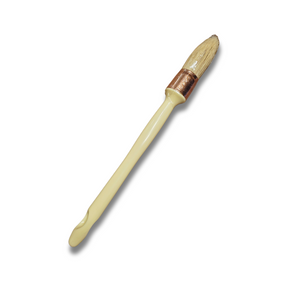 A close-up image of a 7/8" French tip brush, showcasing its fine bristles and sleek design. Made in Italy, it measures approximately 11 inches in length.