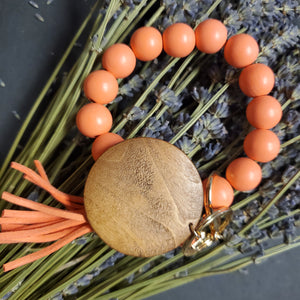 Engraved Inspirational Wooden Bead Wristlet Available in several colors