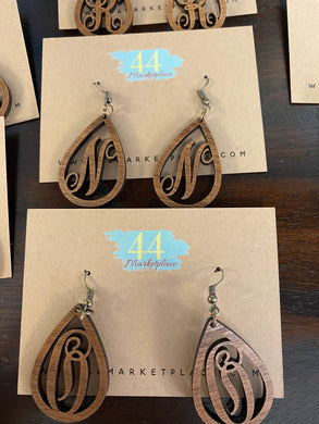Walnut Monogram Earrings